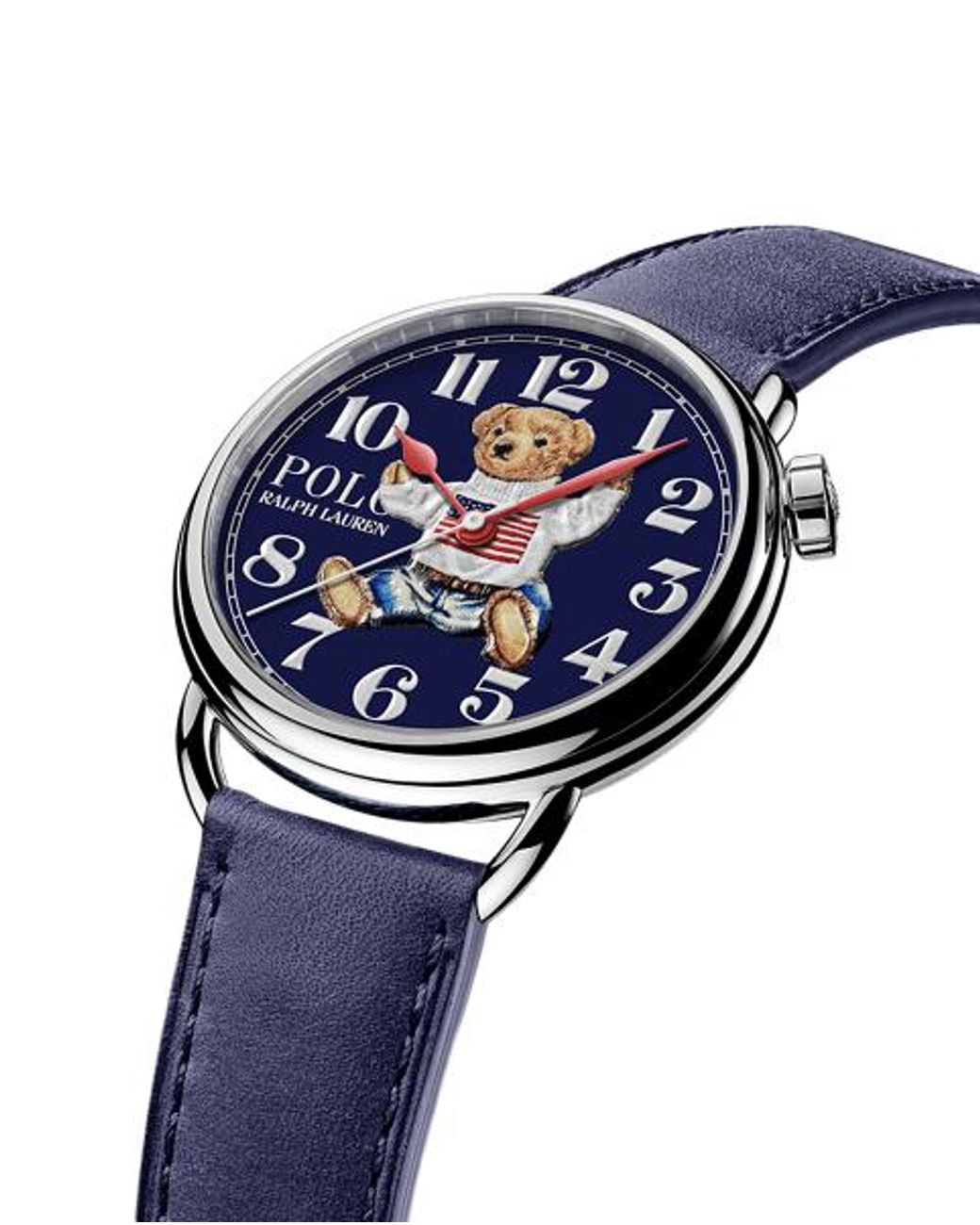 Polo Ralph Lauren Blue Sitting Polo Bear 42 Mm Steel Watch for men