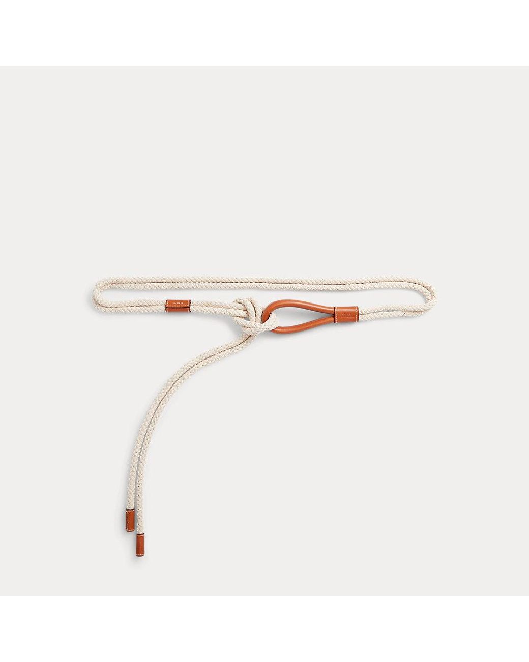 Polo Ralph Lauren Leather-trim Cotton Rope Belt in White  display picture 1