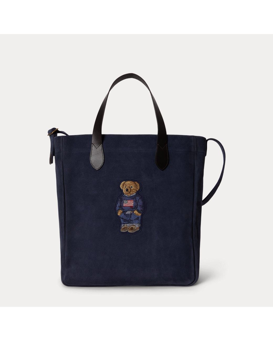 Polo Ralph Lauren Blue Polo Bear Roughout Suede Tote for men