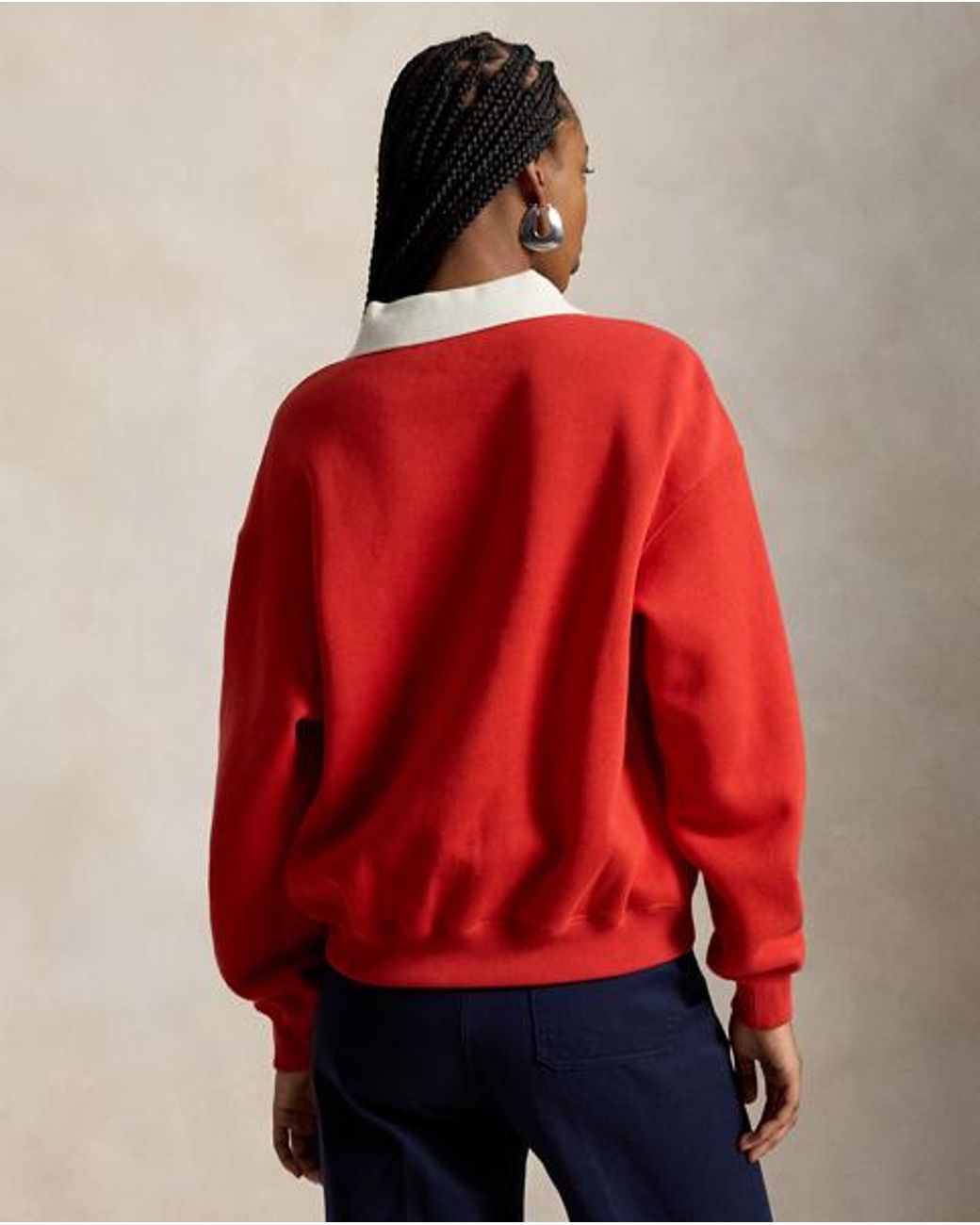 Polo Ralph Lauren Red Crest Polo-Collar Fleece Crewneck