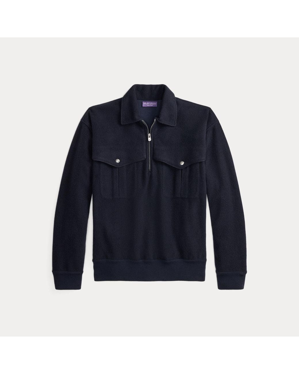 Ralph Lauren Blue Knit Cavalry Twill Pullover for men