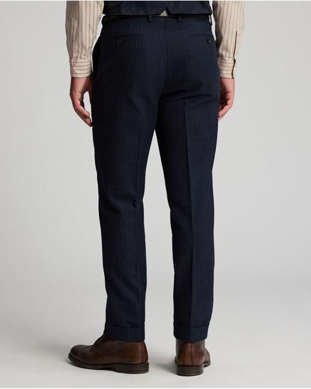 RRL Blue Slim Fit Pinstripe Twill Suit Trousers for men