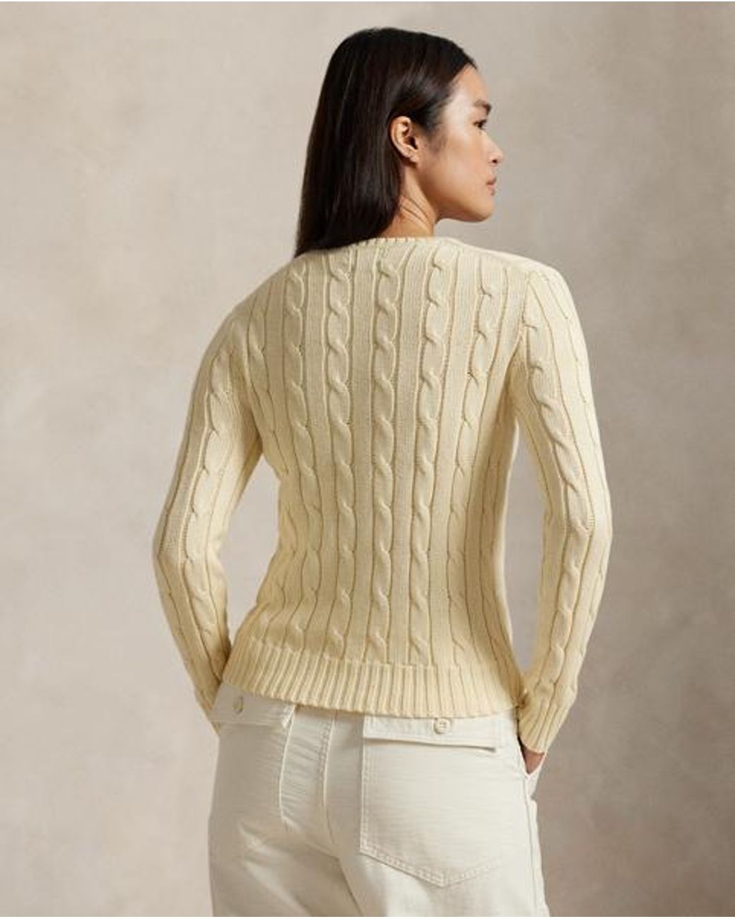 Polo Ralph Lauren Natural Cable-Knit Cotton Crewneck Jumper