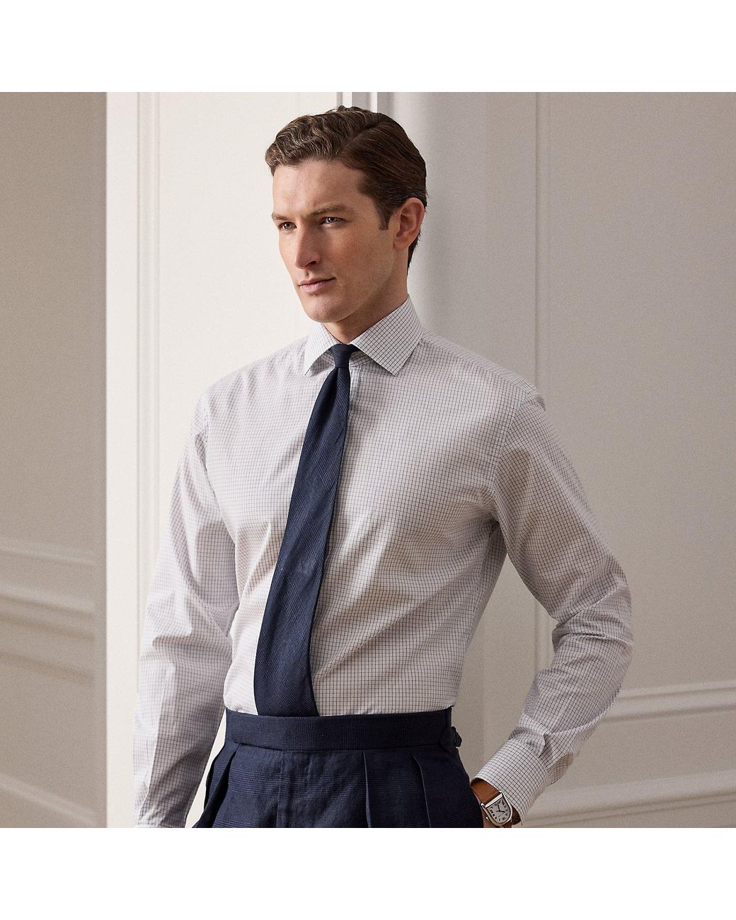 Ralph Lauren Gray Tattersall Poplin Shirt for men