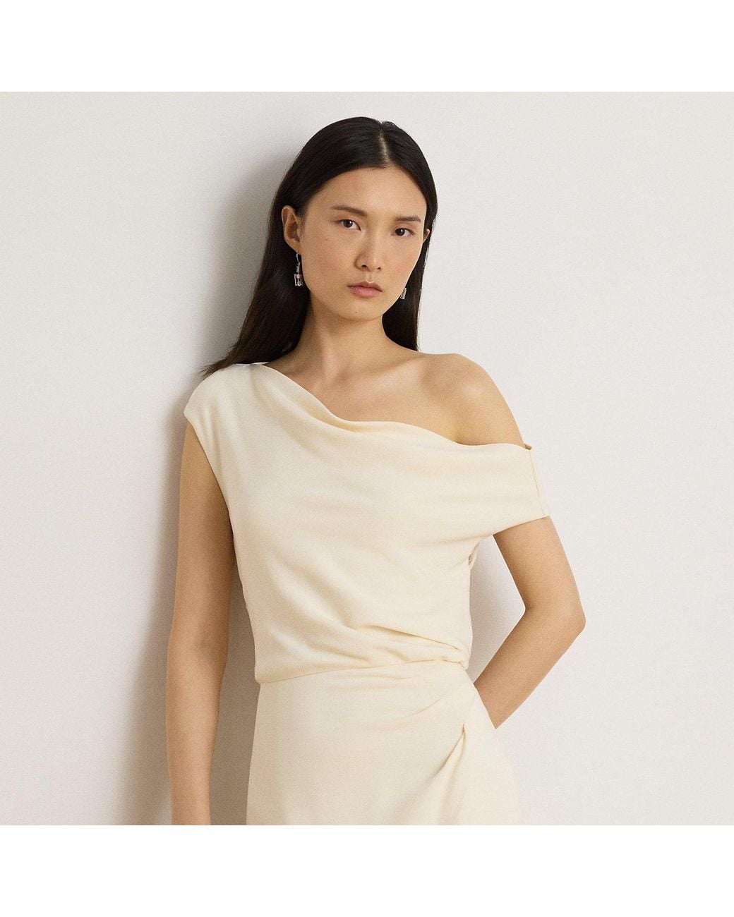 Ralph Lauren Natural Stretch Cady Off-The-Shoulder Gown