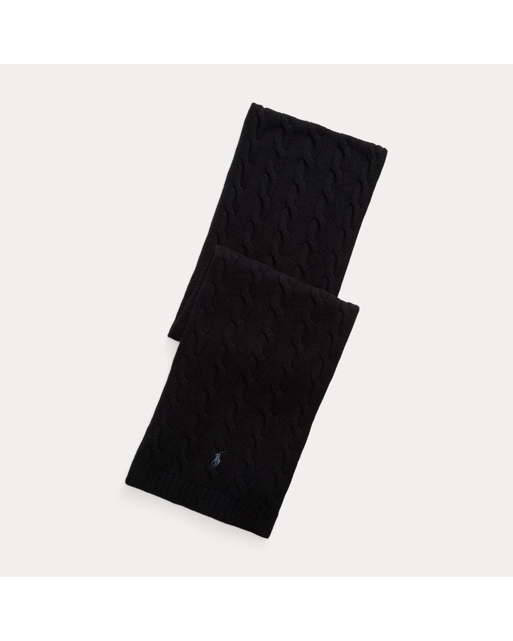 Polo Ralph Lauren Black Cable-Knit Wool-Cashmere Scarf for men