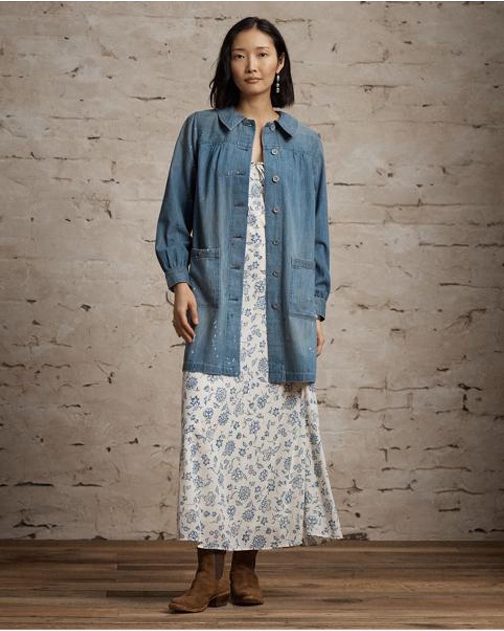 RRL White Floral-Print Voile Dress
