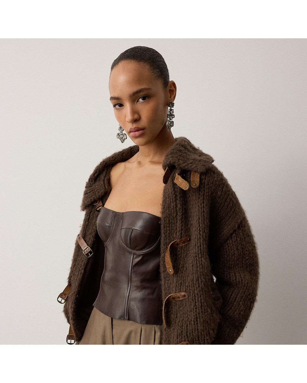 Ralph Lauren Brown Cashmere Jumper Flight Jacket