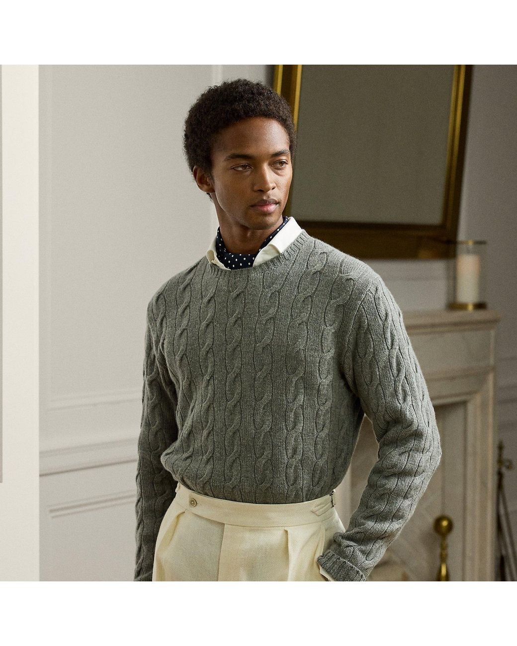 Ralph Lauren Green Cable-Knit Cashmere Jumper for men