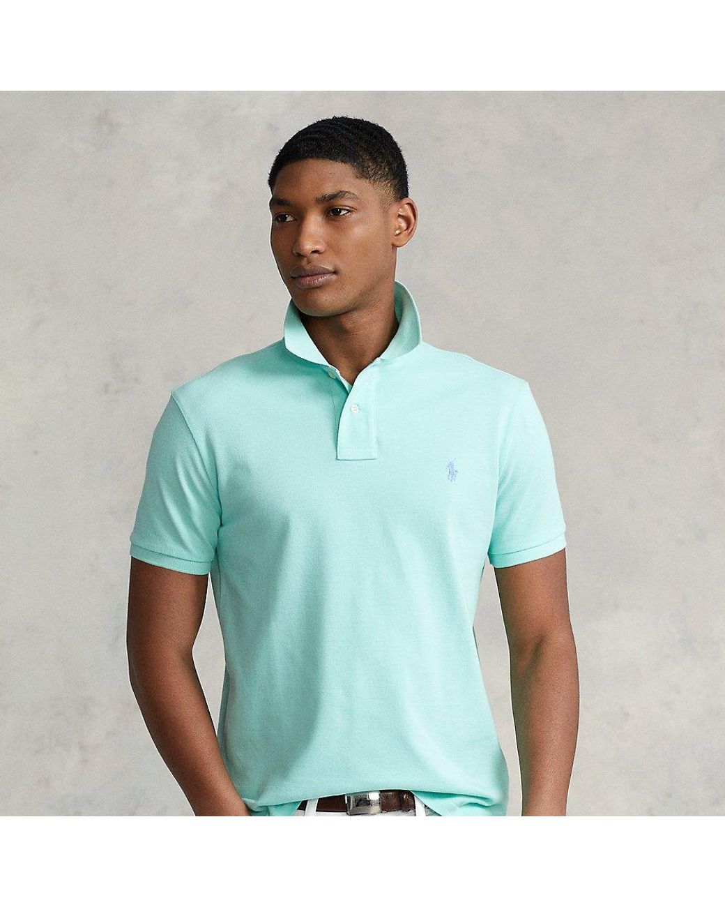 Polo Ralph Lauren Cotton Mesh Solid Custom Slim Fit Polo Shirt in Green for  Men | Lyst