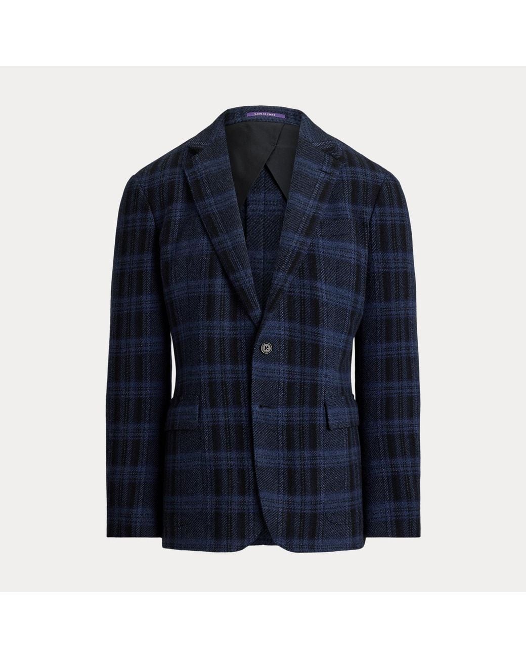 Ralph Lauren Blue Kent Hand-Tailored Plaid Wool Sport Coat for men