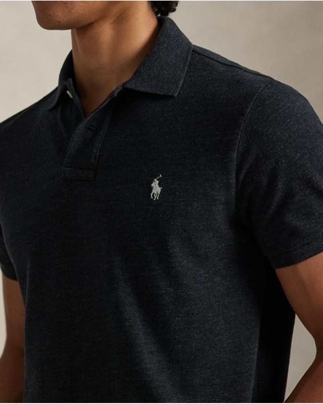 Polo Ralph Lauren Black Custom Slim Fit Mesh Polo Shirt for men
