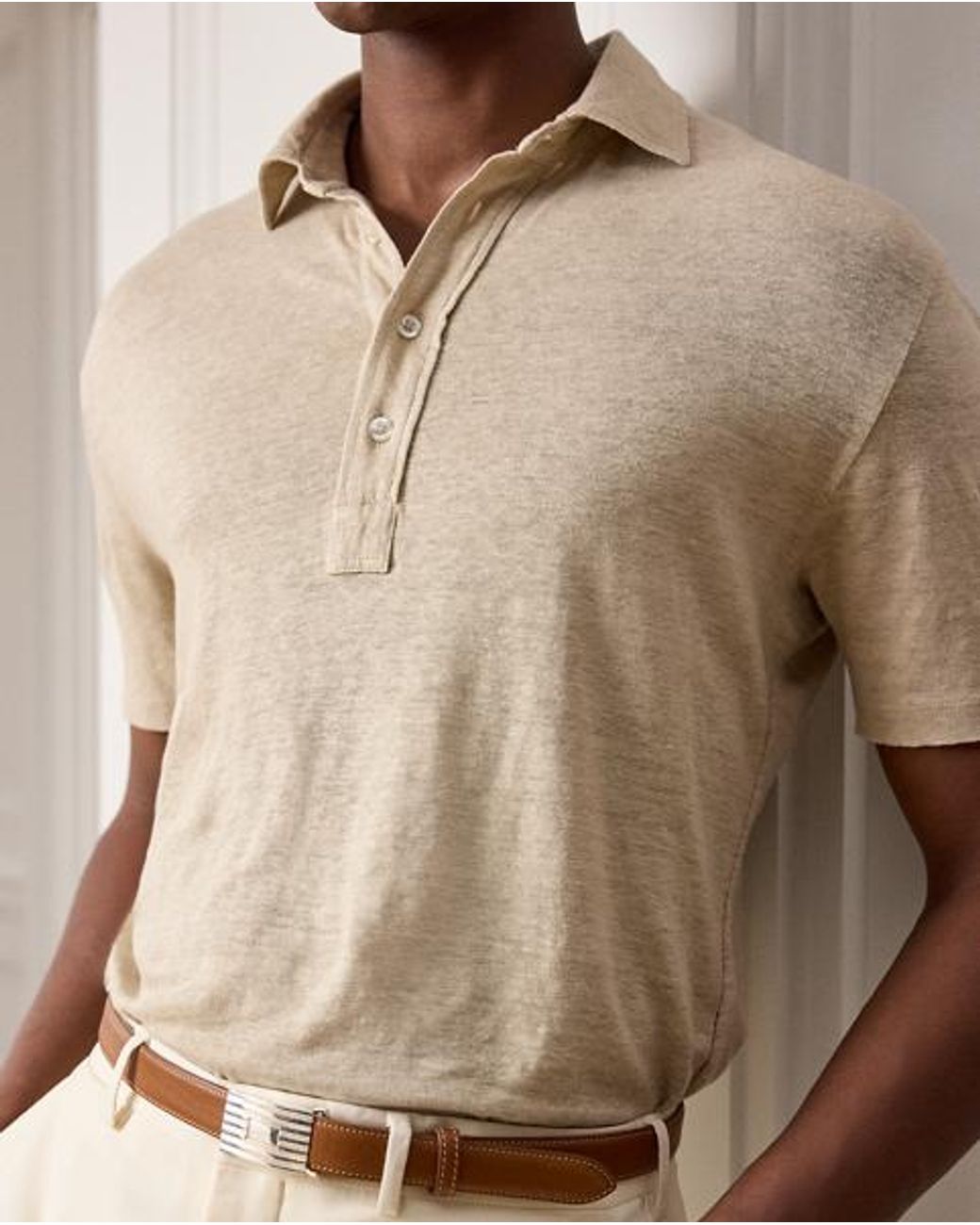 Ralph Lauren Natural Linen Jersey Polo Shirt for men