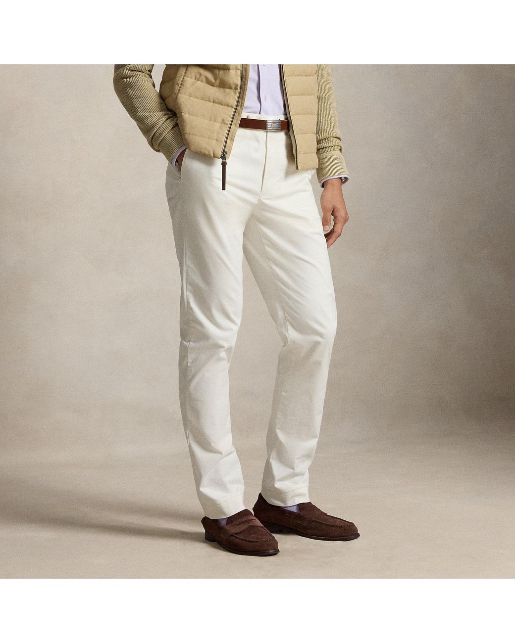 Ralph Lauren White Jarrett Slim Fit Sateen Trouser for men