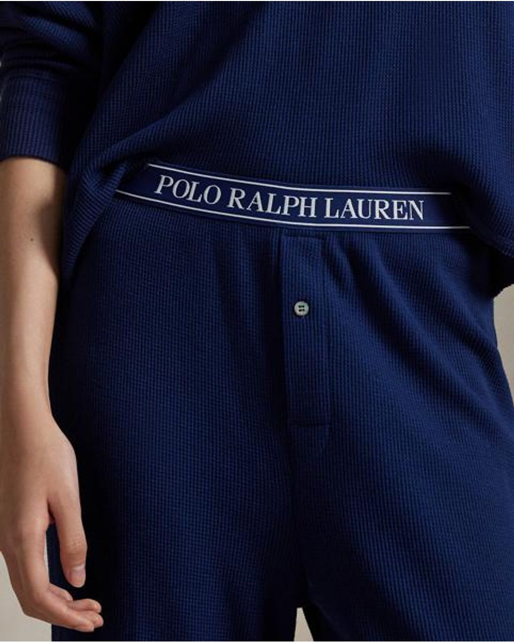 Polo Ralph Lauren Blue Waffle-Knit Long-Sleeve Pyjama Set