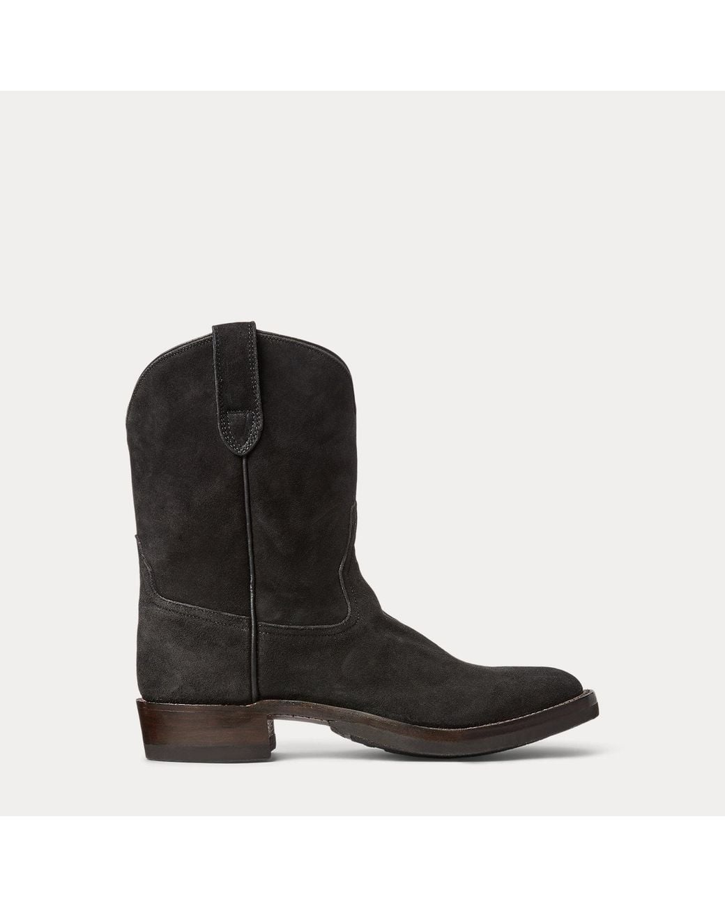 RRL Black Roughout Suede Boot for men