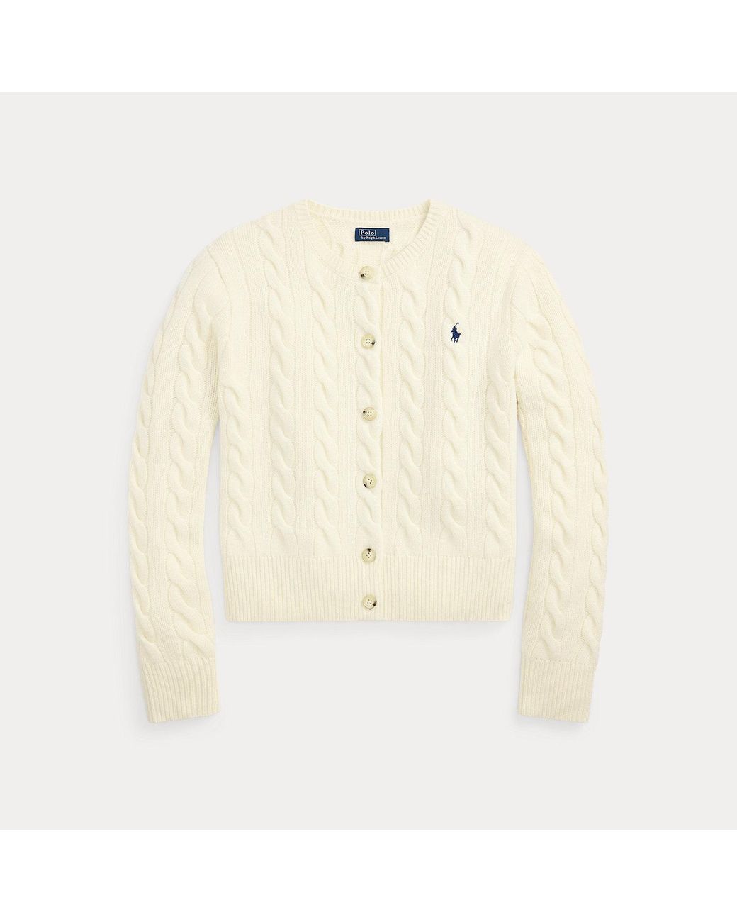 Polo Ralph Lauren Natural Cable-Knit Wool-Cashmere Cardigan