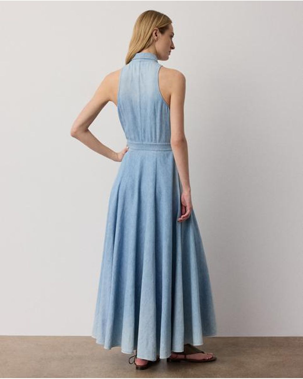 Ralph Lauren Blue Peyten Cotton Denim Day Dress