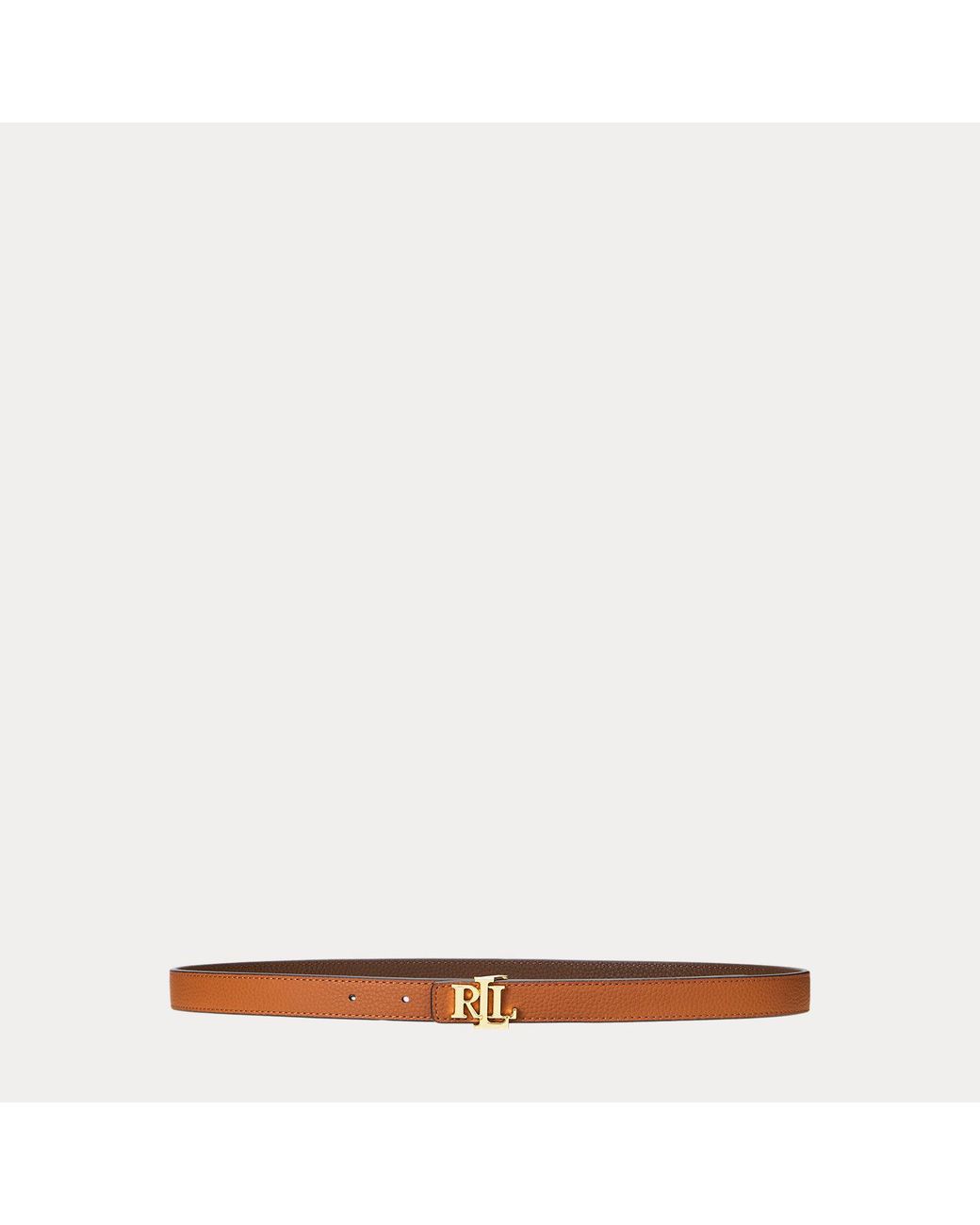 Ralph Lauren Brown Reversible Skinny Leather Logo Belt