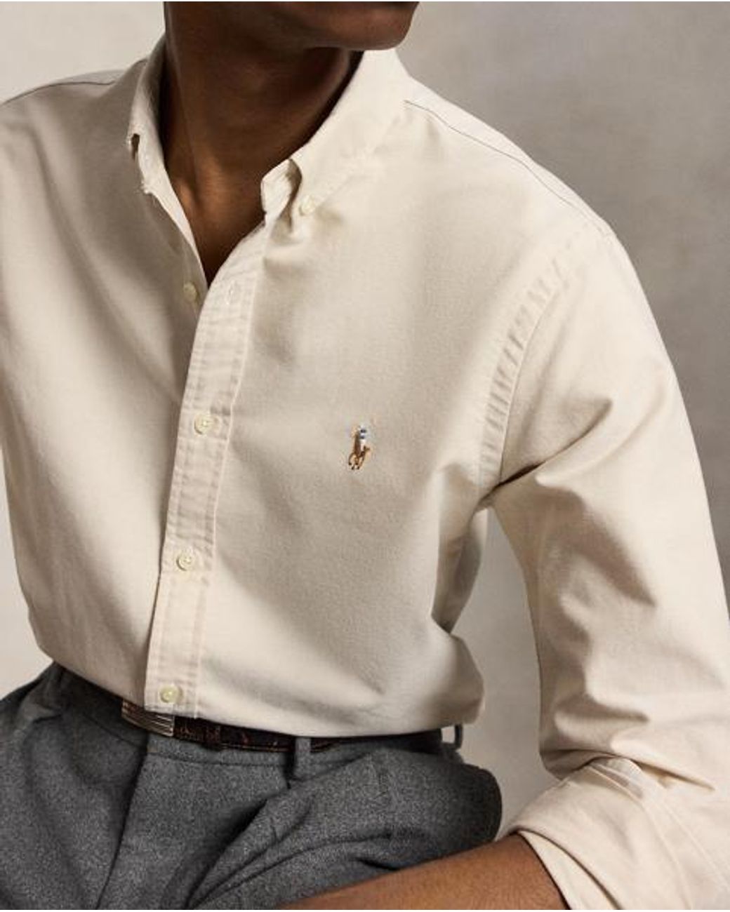 Polo Ralph Lauren White Slim Fit Oxford Shirt for men