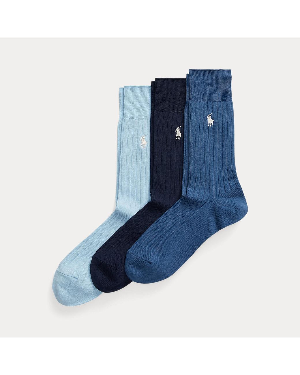 Polo Ralph Lauren Blue Rib-Knit Trouser Sock 3-Pack for men
