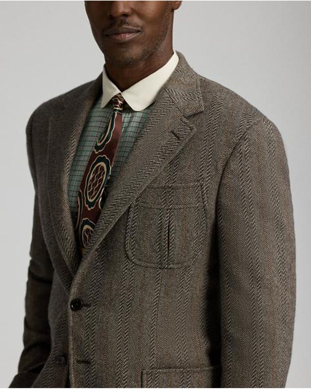 Ralph Lauren Multicolor Wool-Cotton Herringbone Suit Jacket for men