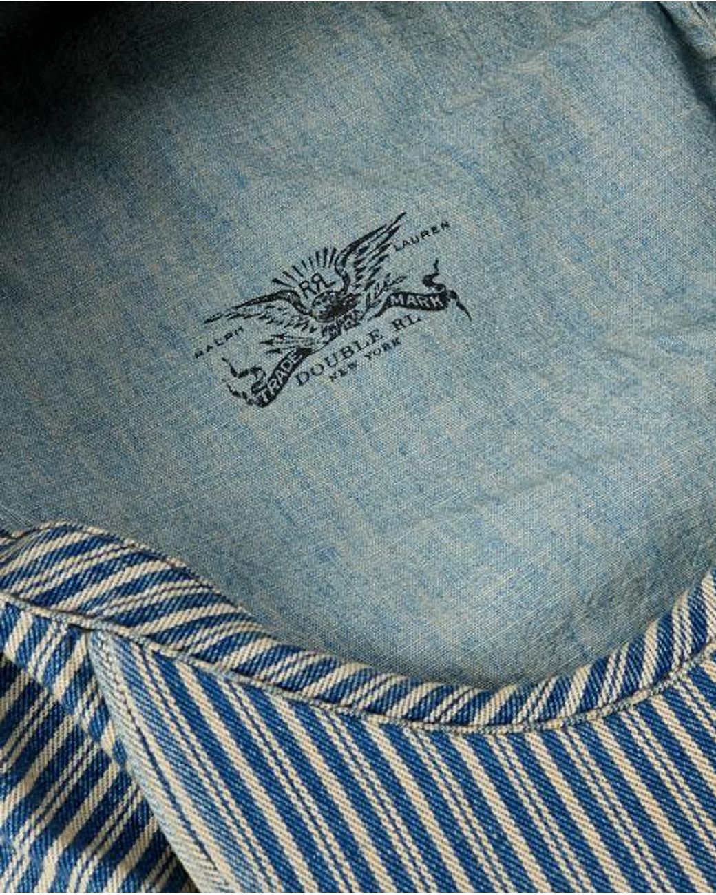 RRL Blue Striped Twill Newsboy Cap for men