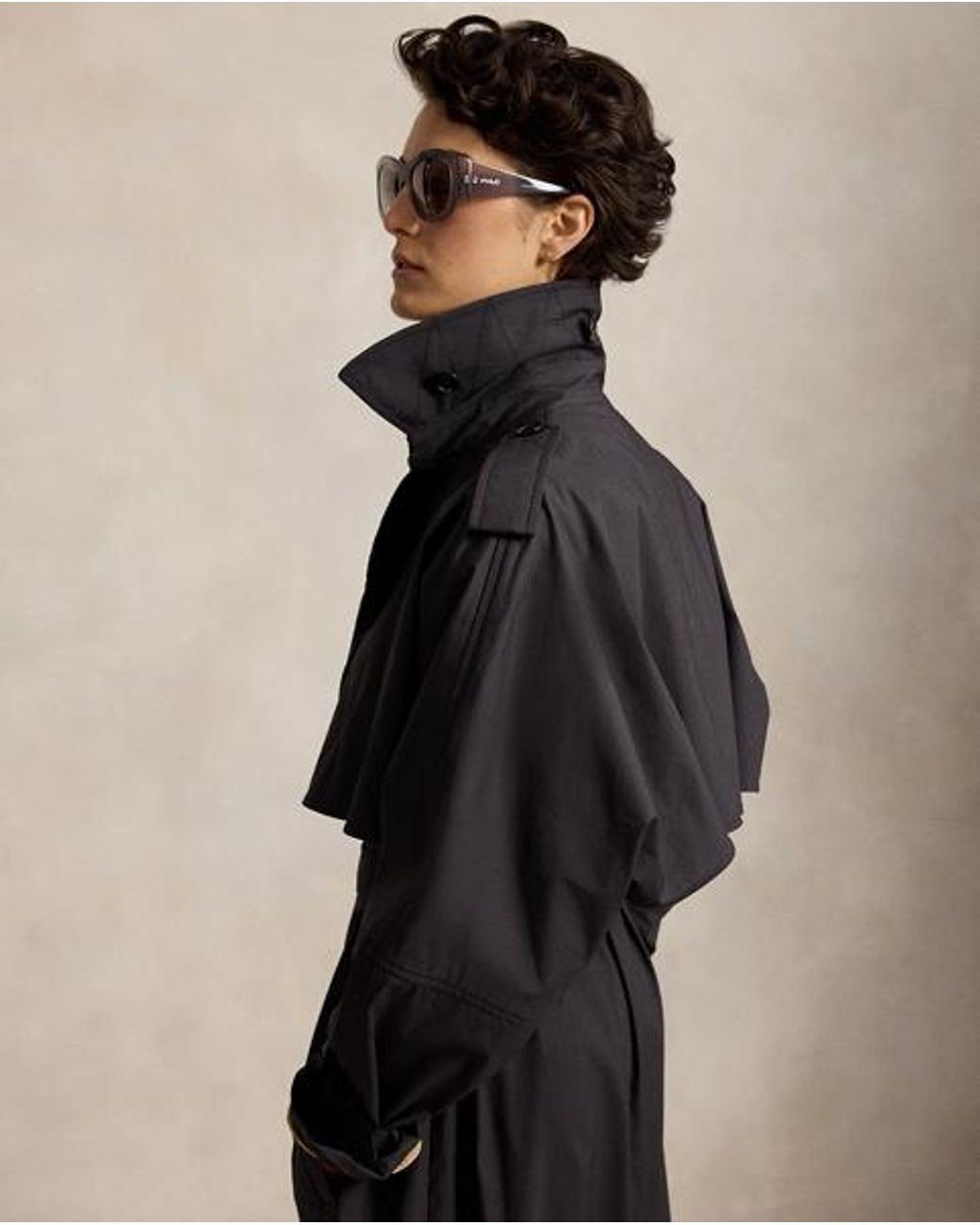 Polo Ralph Lauren Black Capelet Trench Coat