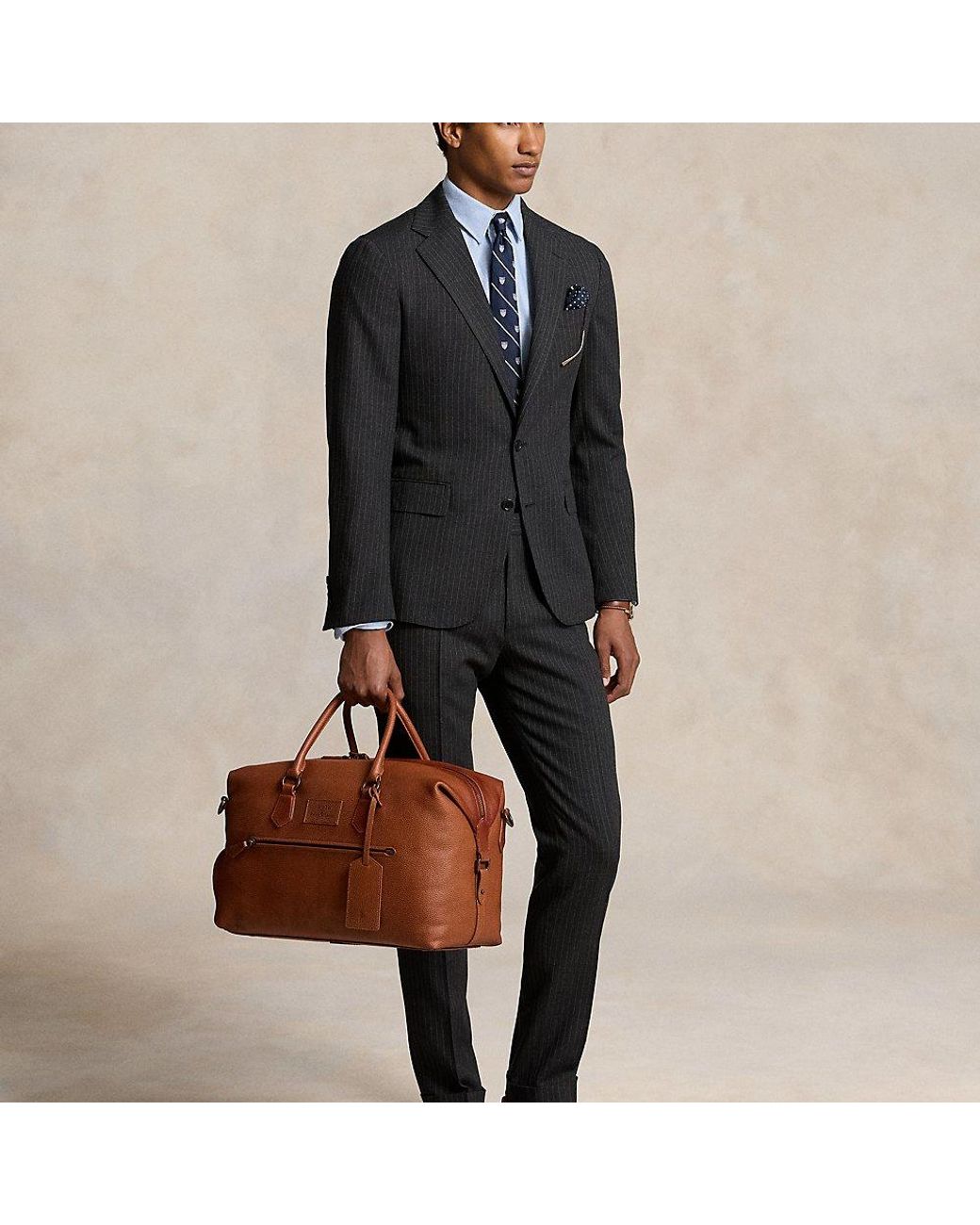 Ralph lauren pebbled leather briefcase online