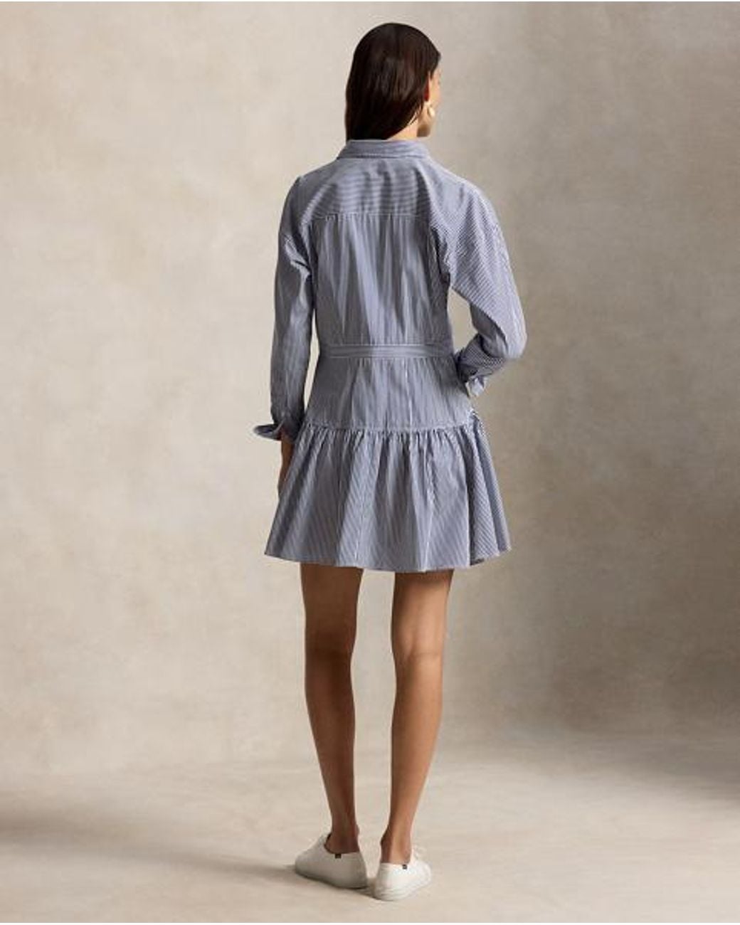 Polo Ralph Lauren Blue Striped Cotton Poplin Paneled Shirtdress