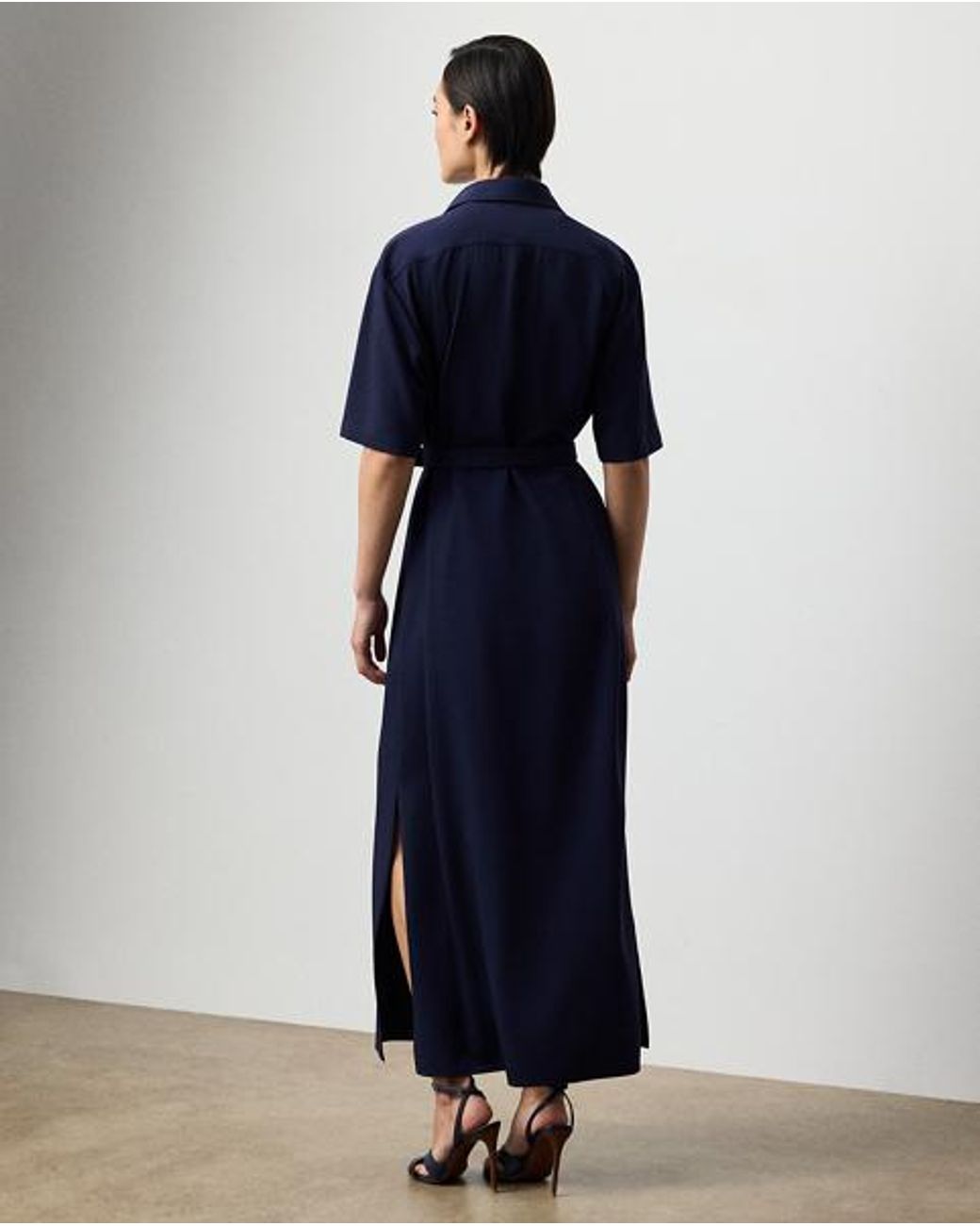 Ralph Lauren Blue Carol Wool Gabardine Day Dress