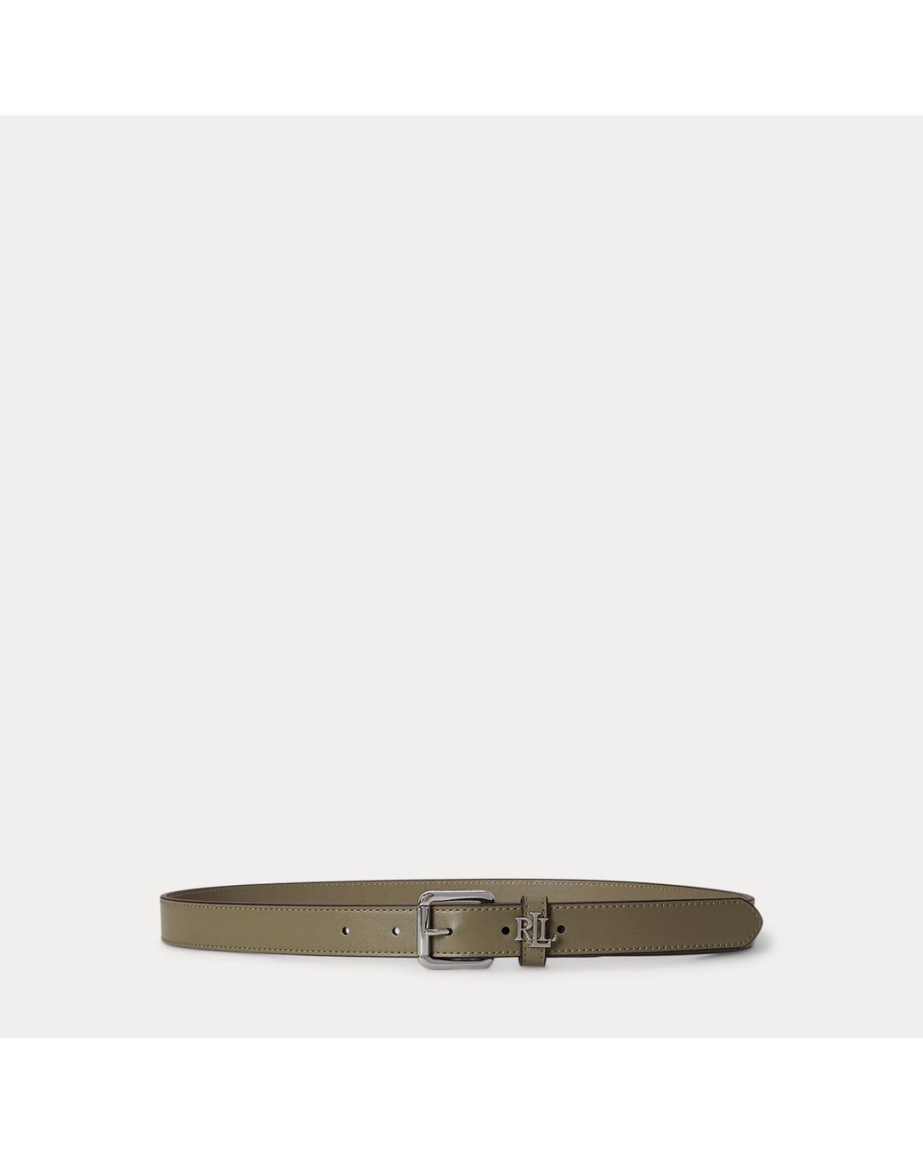 Ralph Lauren Natural Logo-Keeper Skinny Leather Belt