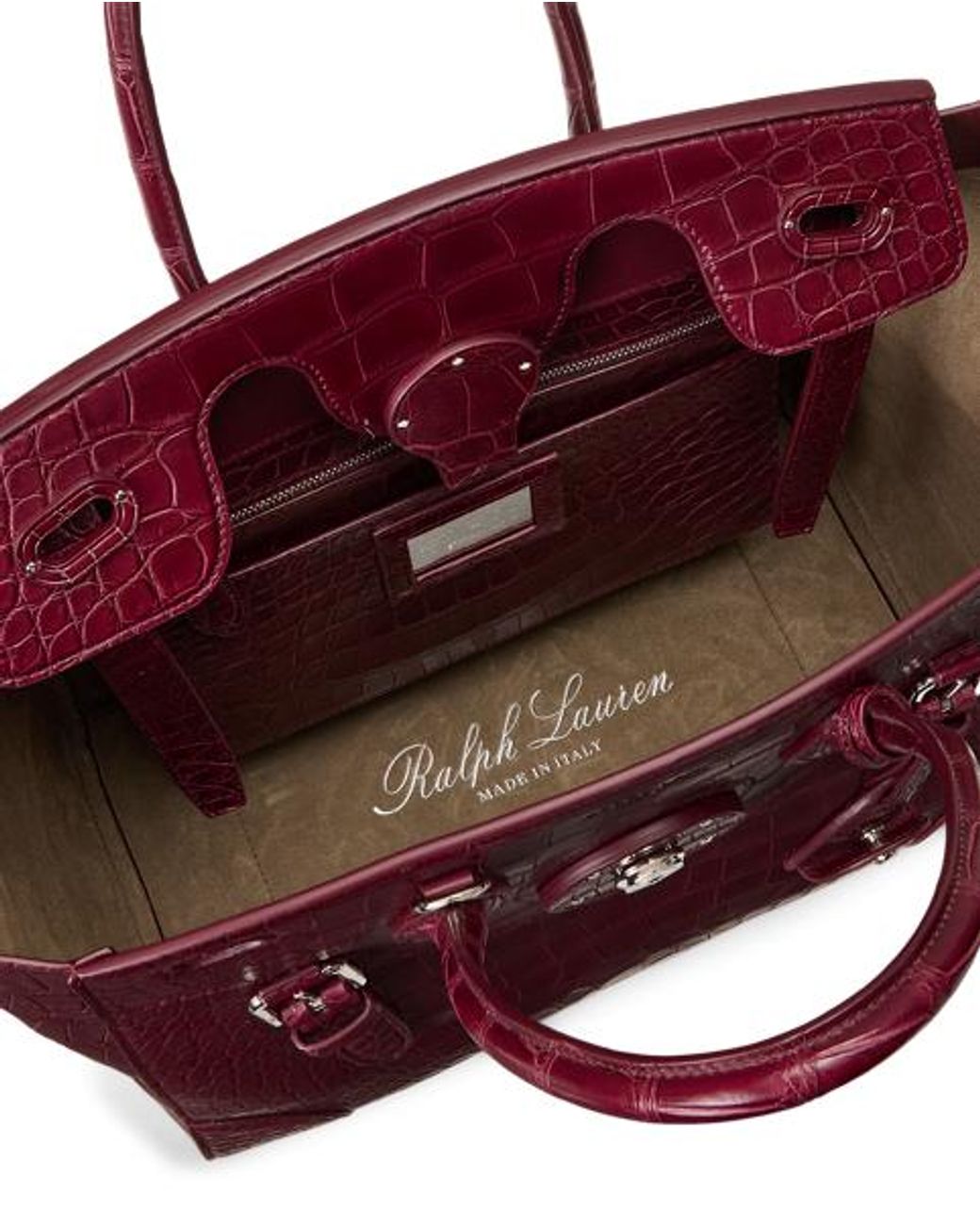 Ralph Lauren Purple Soft Ricky 33 Caiman Bag