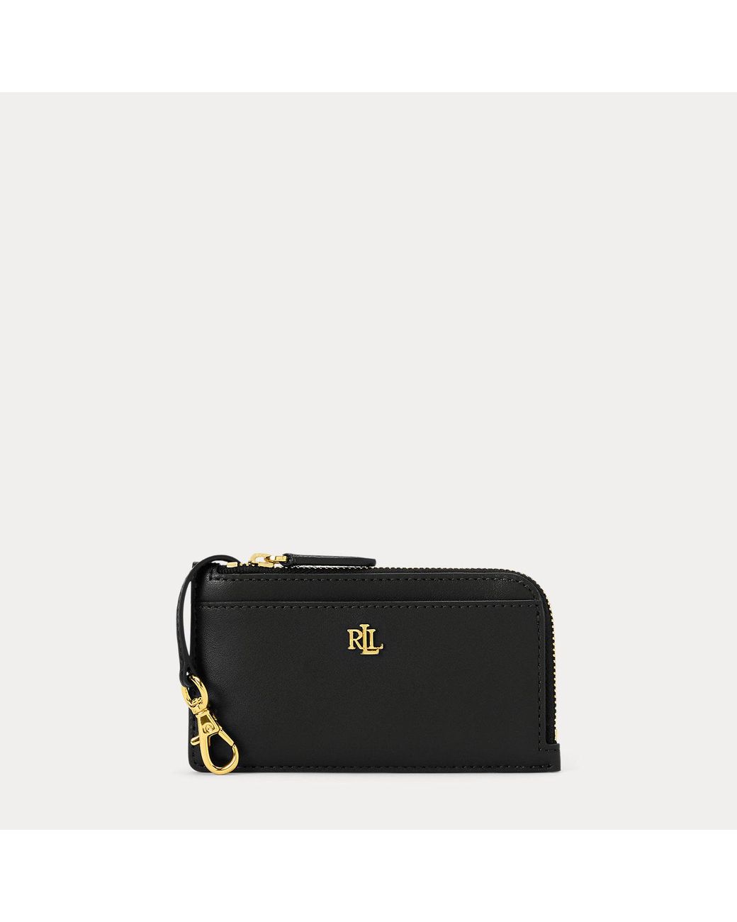 Ralph Lauren Black Leather L-Zip Card Case