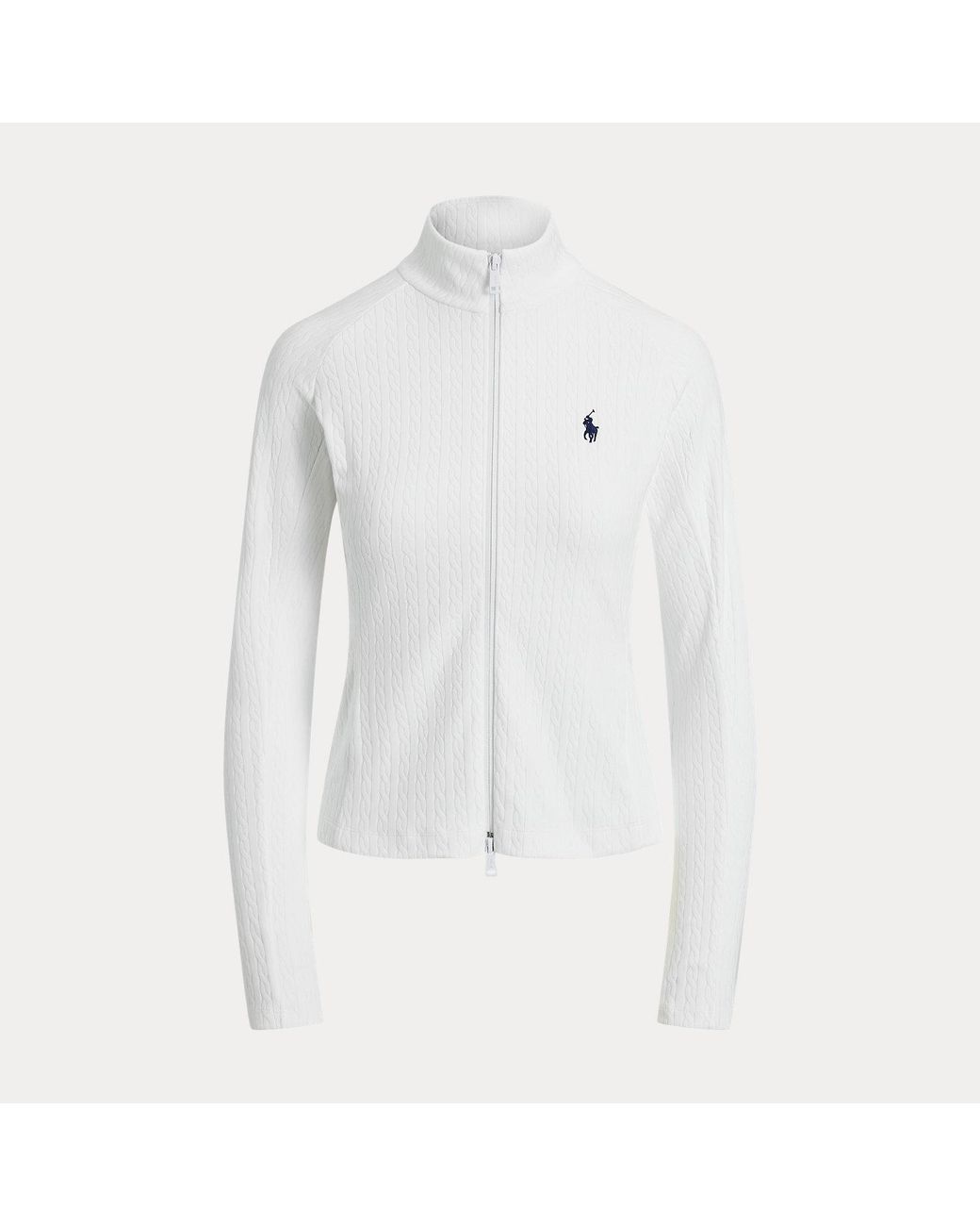 Ralph Lauren White Cable Stretch-Jacquard Zip Jacket