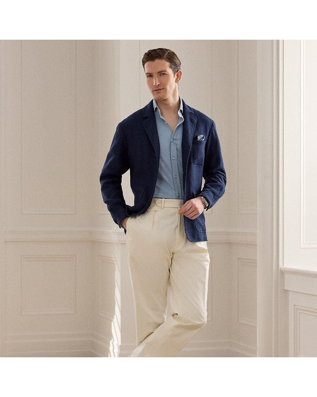 Ralph Lauren Blue Gregory Hand-Tailored Chino Trouser for men
