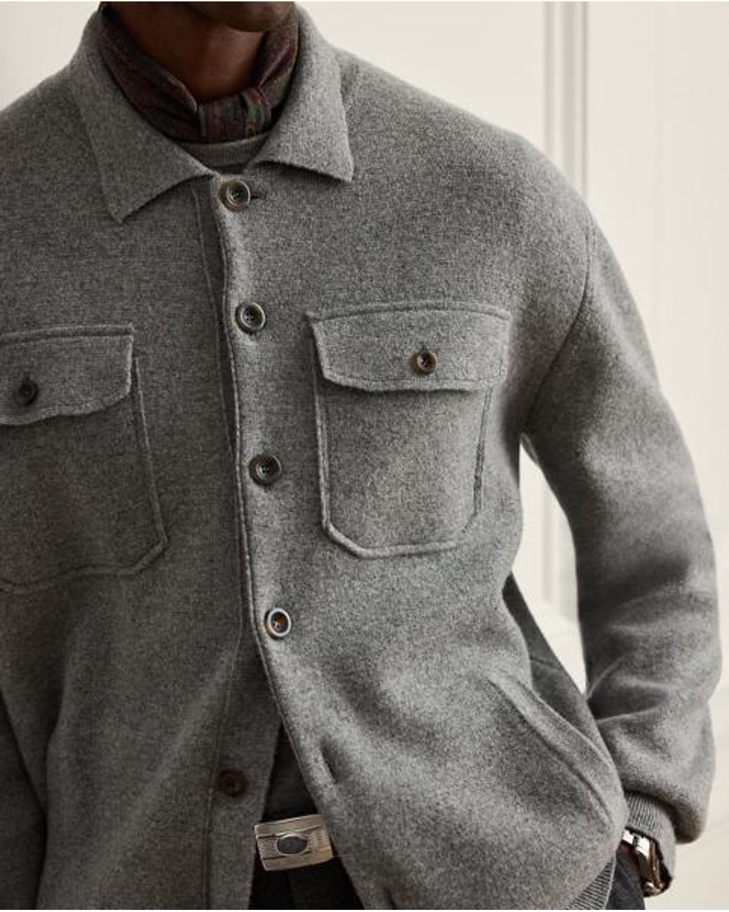Ralph Lauren Gray Cashmere Overshirt Sweater for men