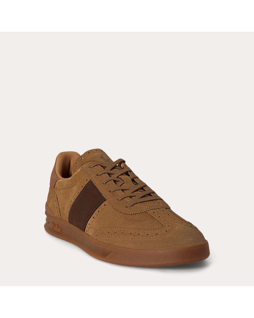 Polo Ralph Lauren Brown Heritage Aera Suede Brogue Trainers for men