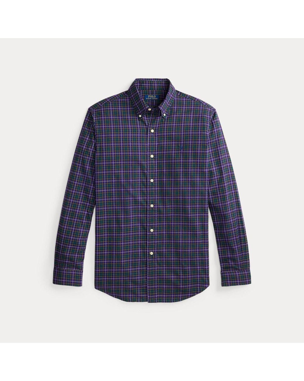 Polo Ralph Lauren Blue Custom Fit Plaid Twill Shirt for men