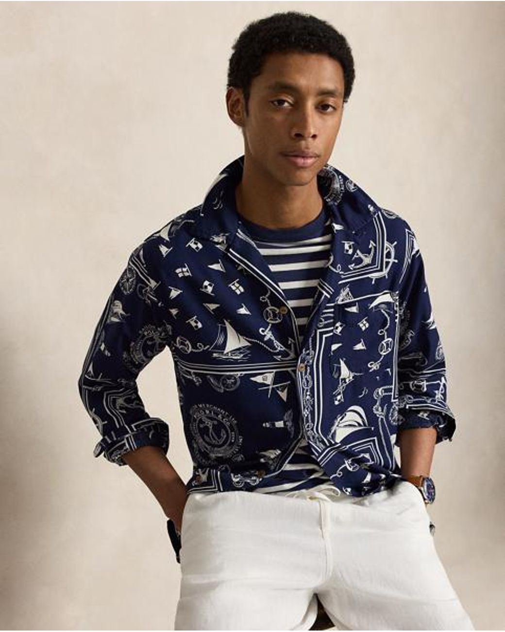 Polo Ralph Lauren Blue Classic Fit Nautical Bandanna Shirt for men