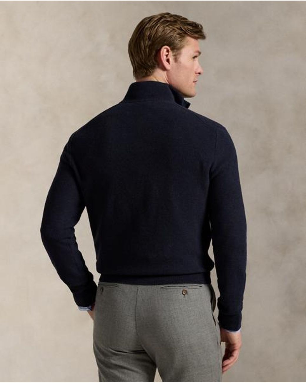 Polo Ralph Lauren Blue Mesh-Knit Cotton Quarter-Zip Sweater for men