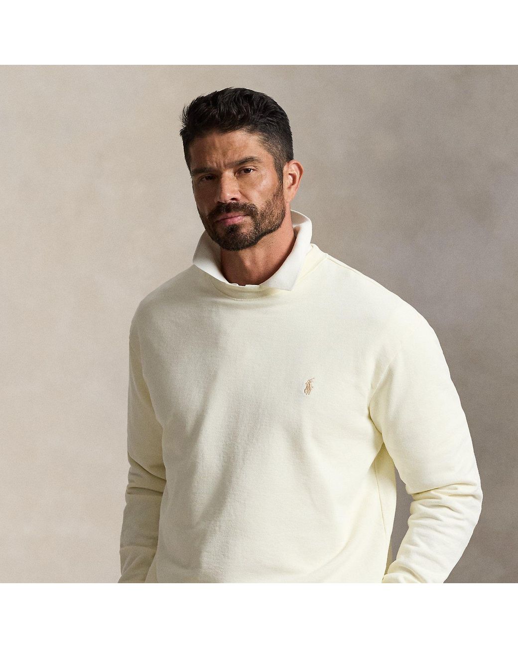 Polo Ralph Lauren White Loopback Fleece Sweatshirt for men