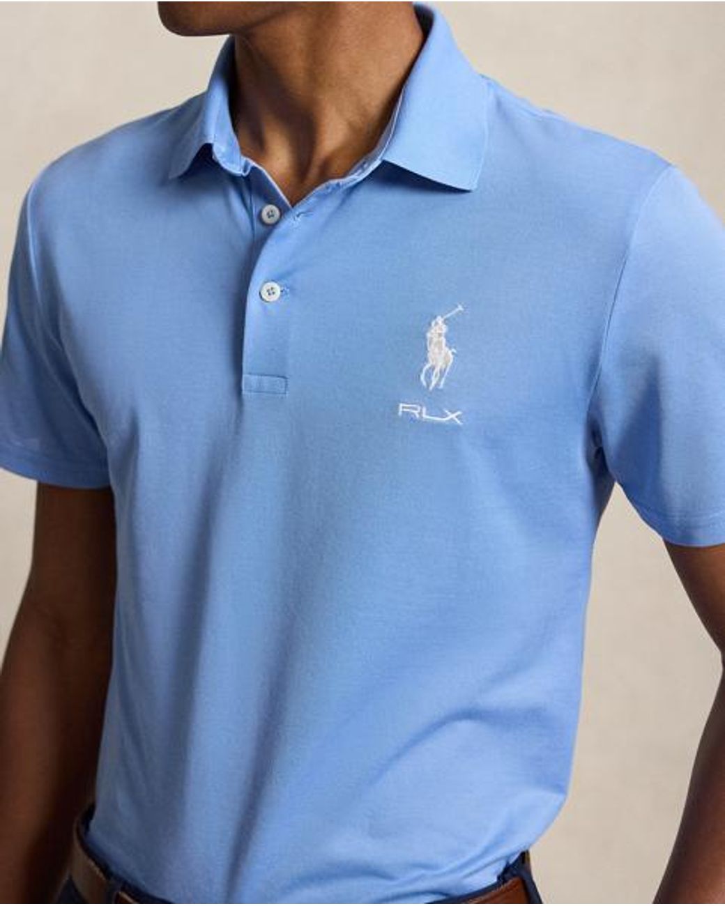 Ralph Lauren Blue Tailored Fit Performance Polo Shirt for men