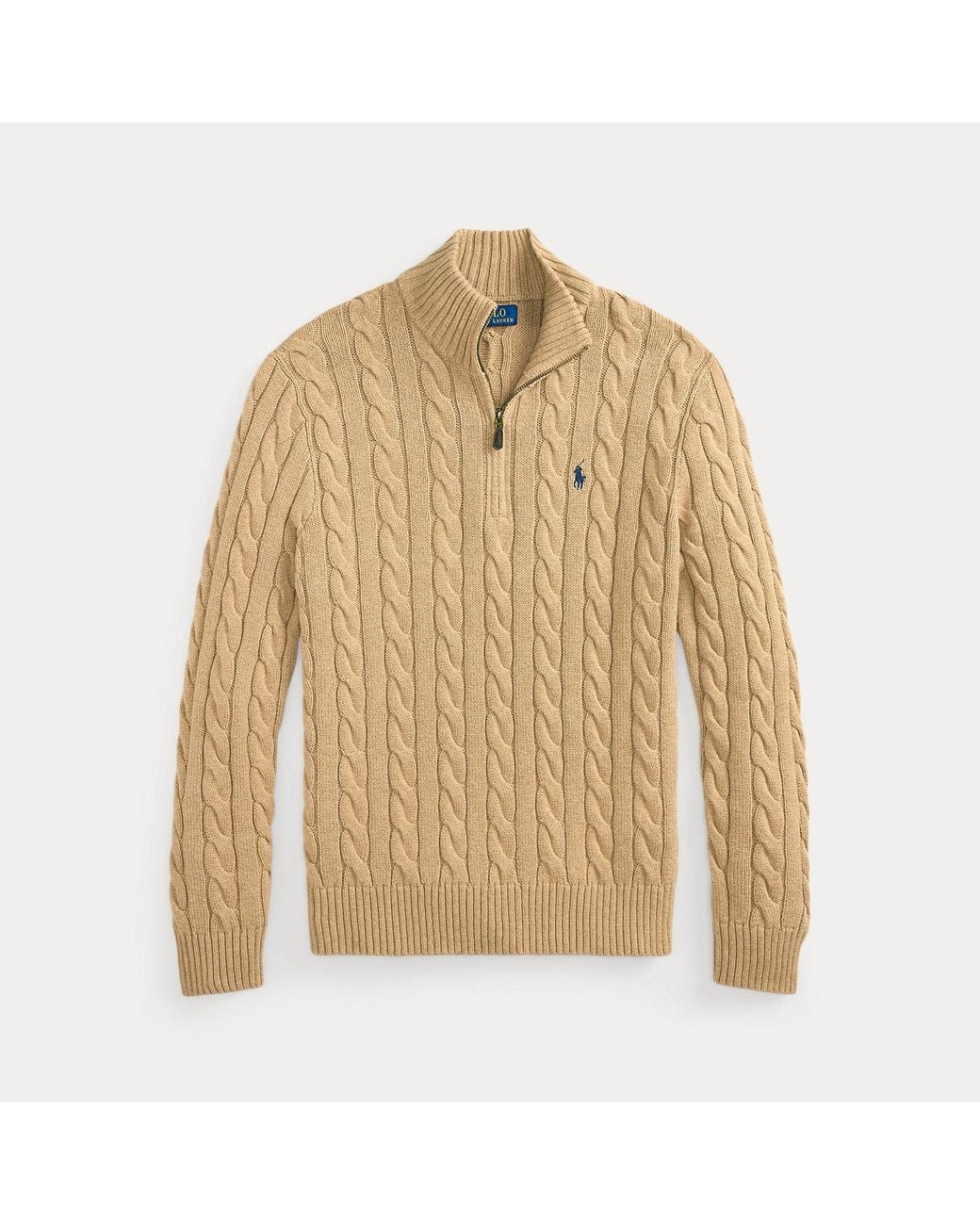 Polo Ralph Lauren Natural Cable-Knit Cotton Quarter-Zip Sweater for men