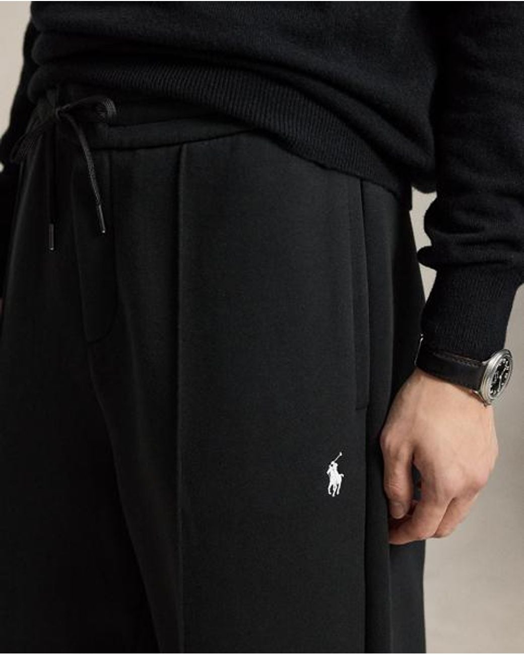 Polo Ralph Lauren Black Double-Knit Drawstring Trouser for men