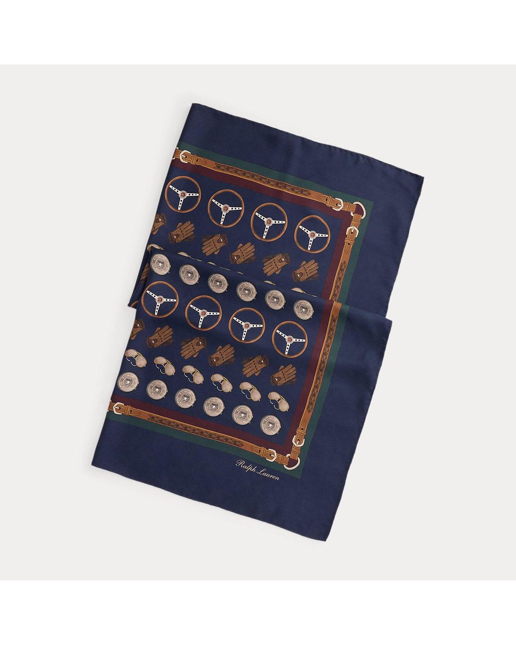 Ralph Lauren Blue Automotive-Print Silk Square Scarf for men
