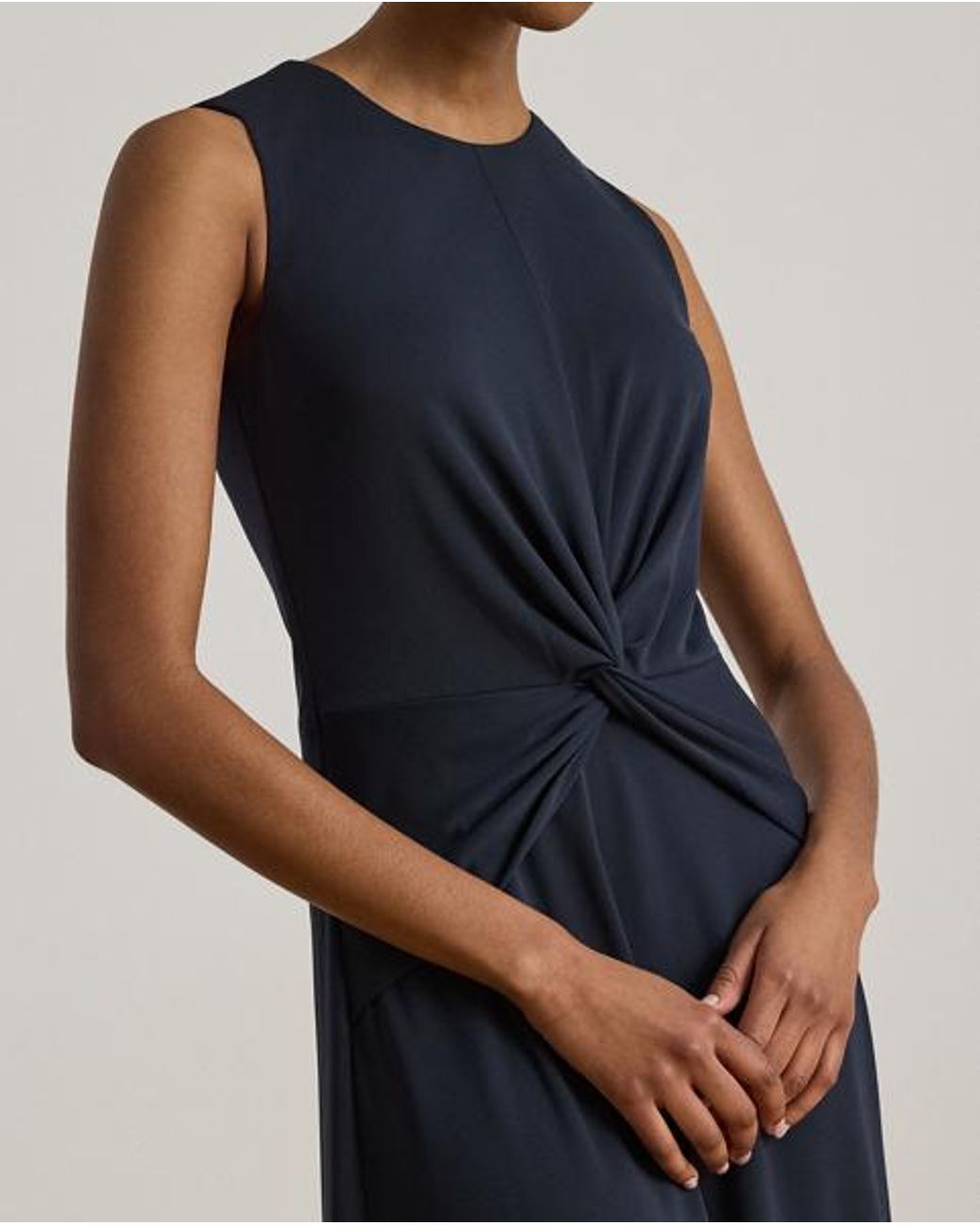 Ralph Lauren Blue Twist-Front Sleeveless Jersey Dress