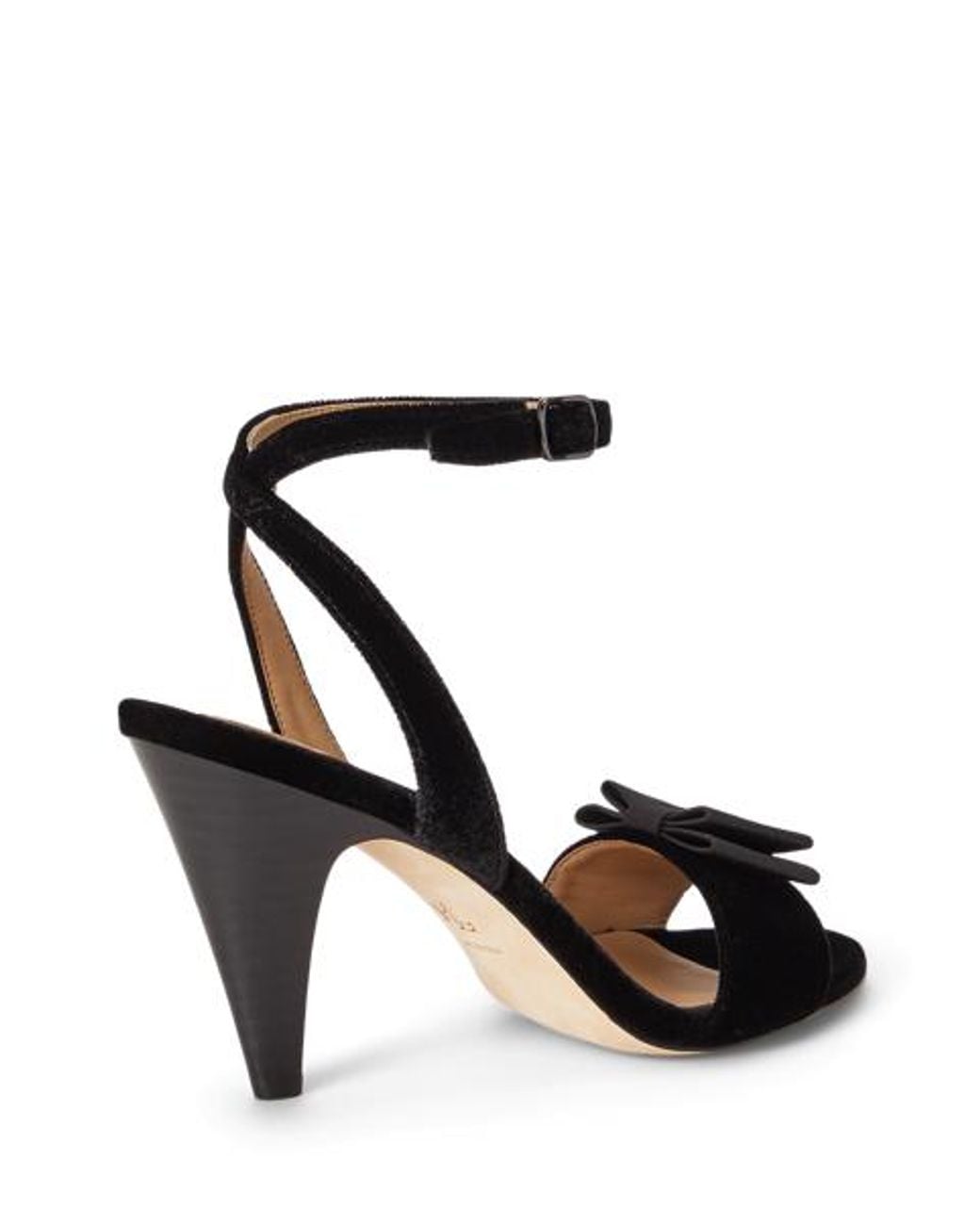 Ralph Lauren Black Gracy Bow-Trim Velvet Sandal