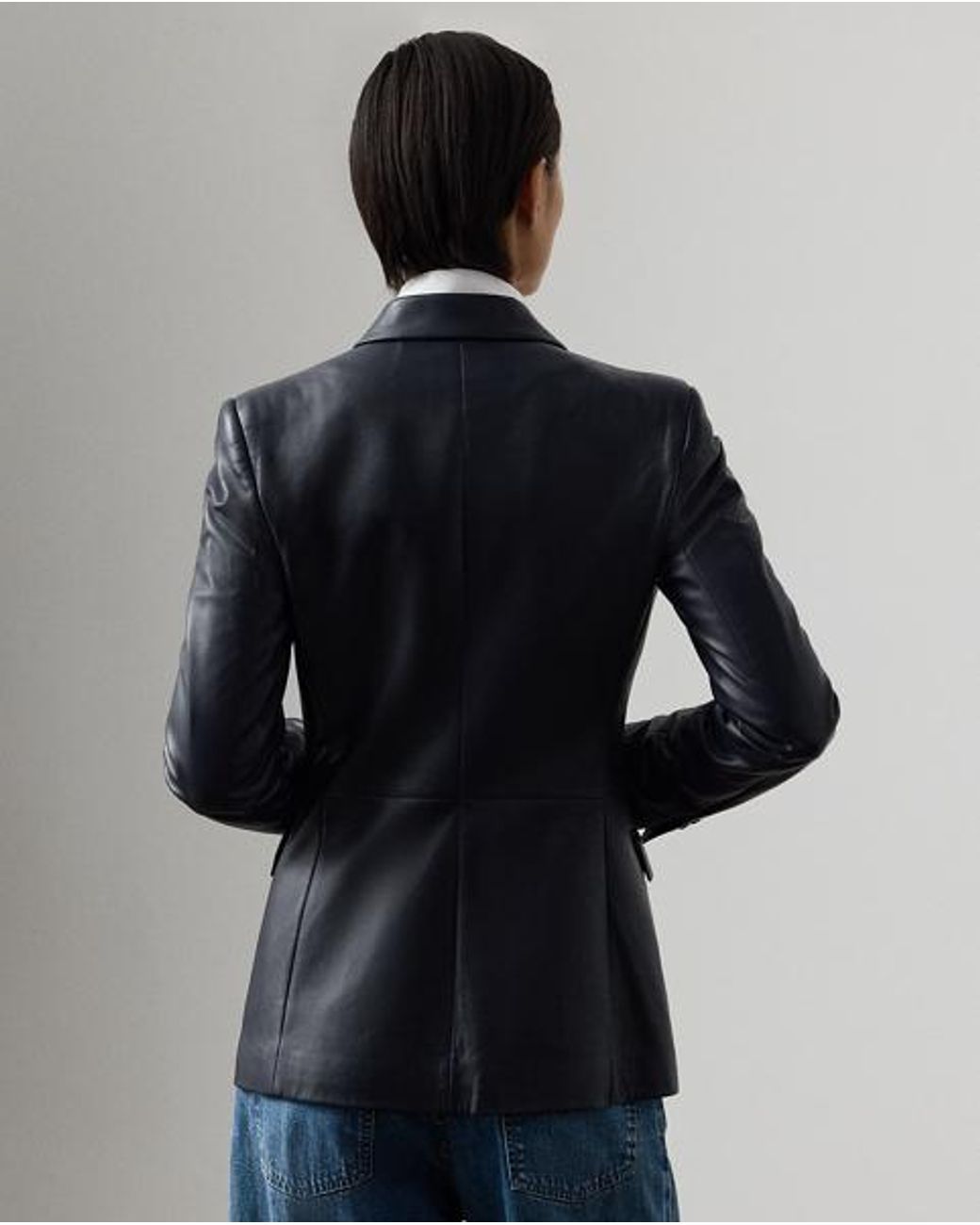Ralph Lauren Blue Camden Lambskin Jacket