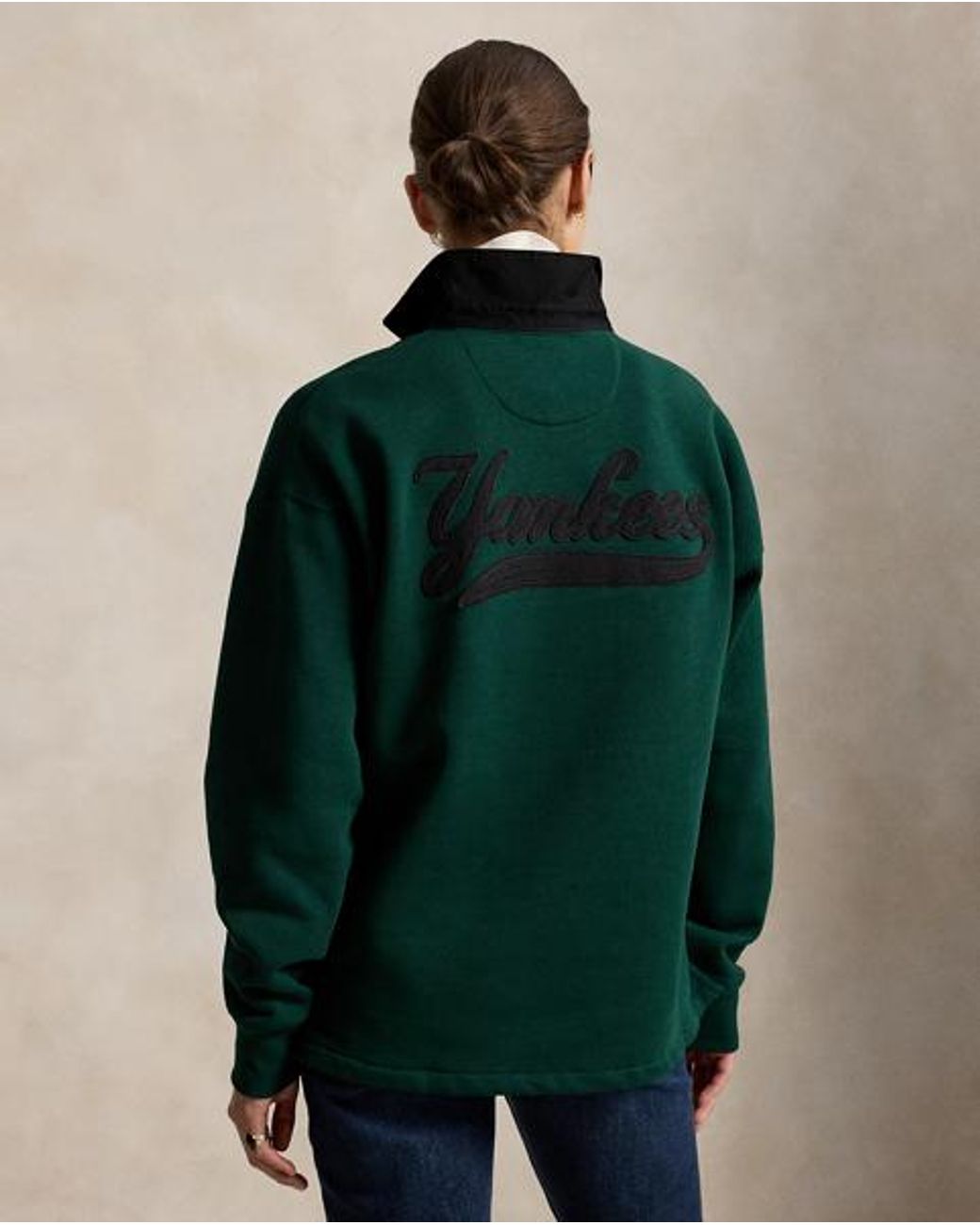 Polo Ralph Lauren Green Polo Ralph Lauren Lauren Yankees Fleece Rugby for men